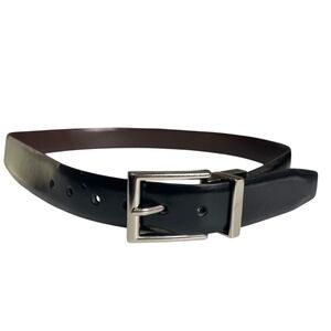Chaps Reversible Leather Belt Brown Black Size L 30-32 Silver Buckle